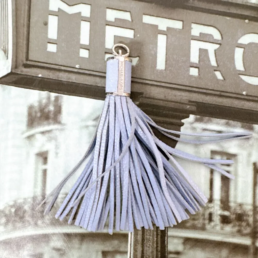 Michael Kors 35H6GKCK2L Light Blue Leather Tassel Key Charm NWT